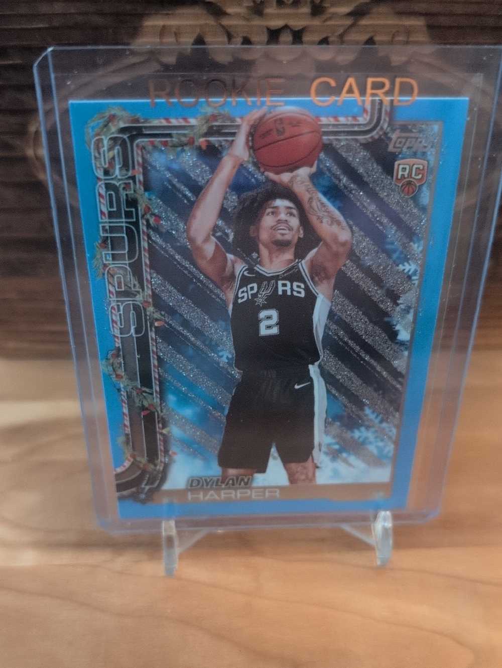 2025-26 Topps Holiday Dylan Harper Blue Glitter SP Rookie Card Spurs